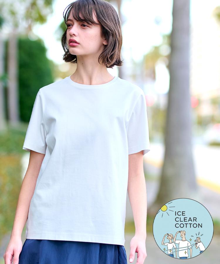 ドレステリア(レディース)(DRESSTERIOR(Ladies))の【接触冷感/抗菌防臭/消臭】アイスクリアコットンTシャツ ホワイト(001)