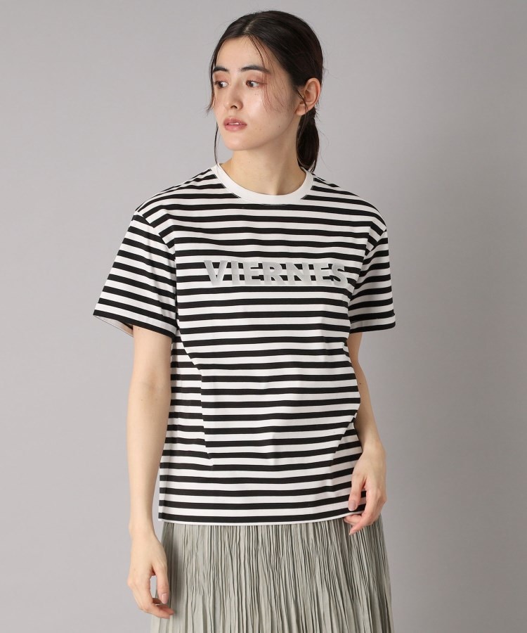 ドレステリア(レディース)(DRESSTERIOR(Ladies))の【接触冷感/抗菌防臭/消臭】アイスクリアコットン VIERNESロゴボーダーT11