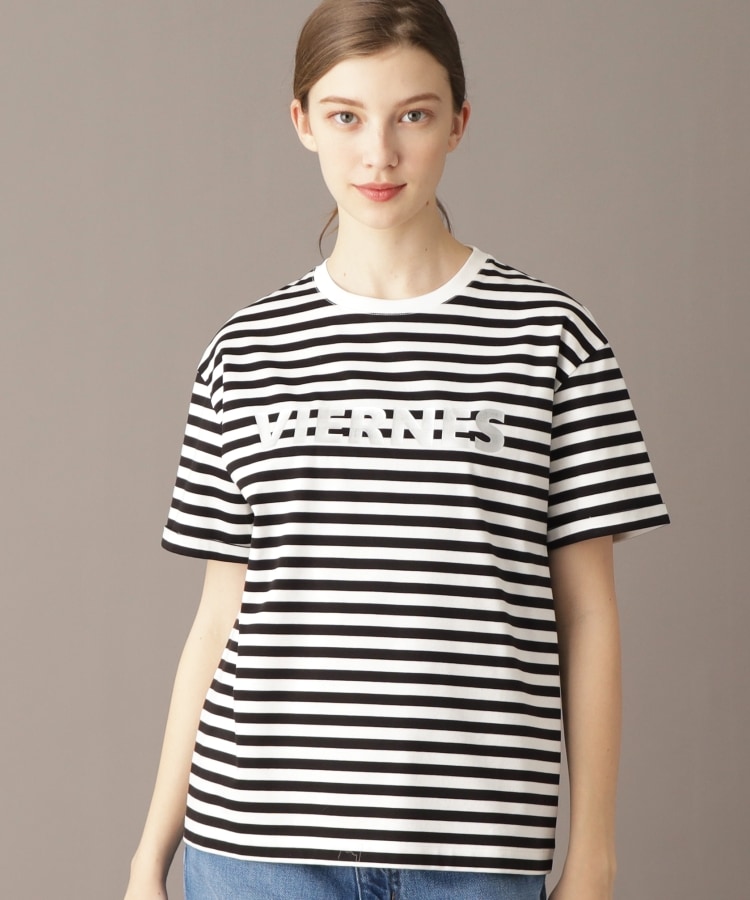 ドレステリア(レディース)(DRESSTERIOR(Ladies))の【接触冷感/抗菌防臭/消臭】アイスクリアコットン VIERNESロゴボーダーT1