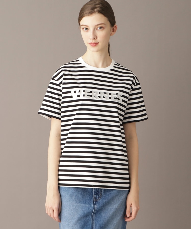 ドレステリア(レディース)(DRESSTERIOR(Ladies))の【接触冷感/抗菌防臭/消臭】アイスクリアコットン VIERNESロゴボーダーT6