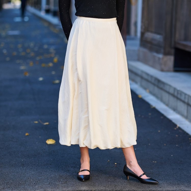 ドレステリア(レディース)(DRESSTERIOR(Ladies))の【裏地あり/後ろウエストゴム】シアーワッシャーバルーンスカート マキシ・ロングスカート