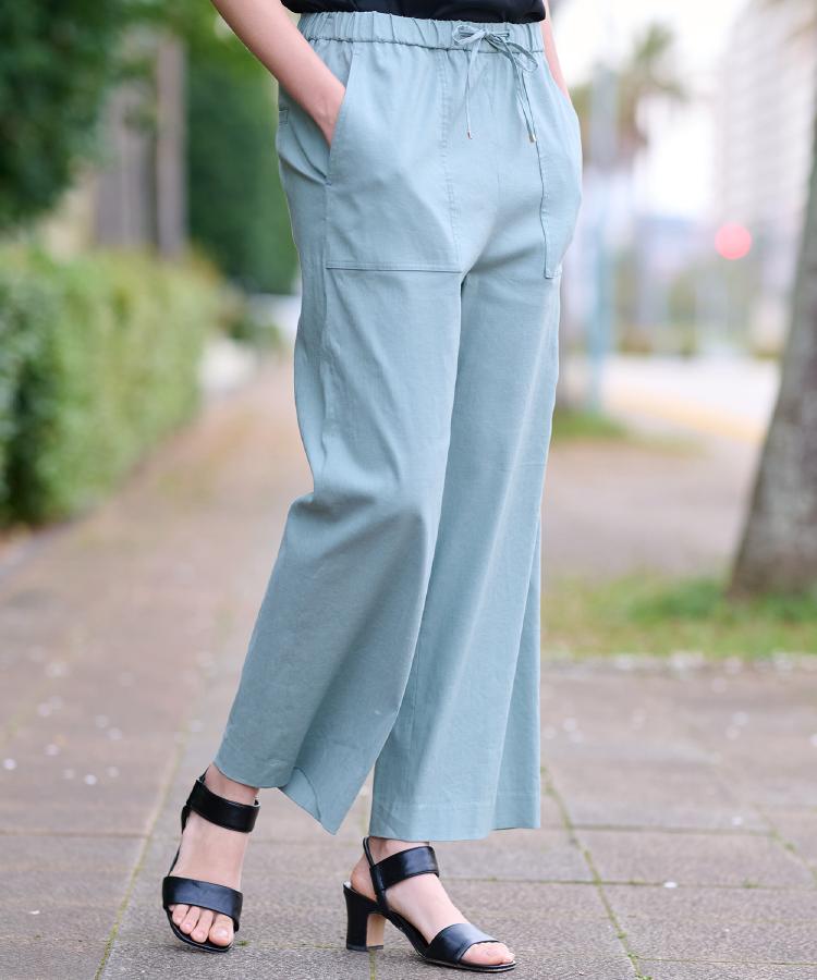 ドレステリア(レディース)(DRESSTERIOR(Ladies))の【接触冷感/洗える/ウエストゴム】ウォッシャブルリネンイージーワイドパンツ4