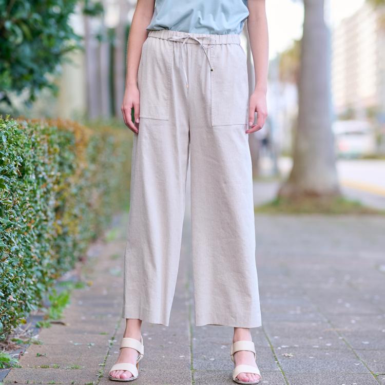 ドレステリア(レディース)(DRESSTERIOR(Ladies))の【接触冷感/洗える/ウエストゴム】ウォッシャブルリネンイージーワイドパンツ 6～9分丈パンツ