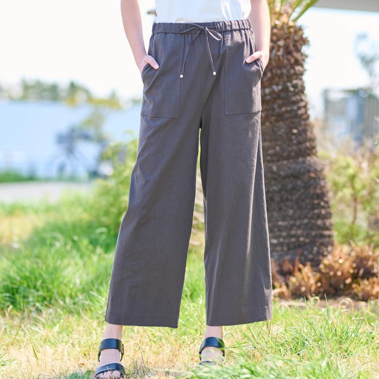 ドレステリア(レディース)(DRESSTERIOR(Ladies))の【接触冷感/洗える/ウエストゴム】ウォッシャブルリネンイージーワイドパンツ 6～9分丈パンツ