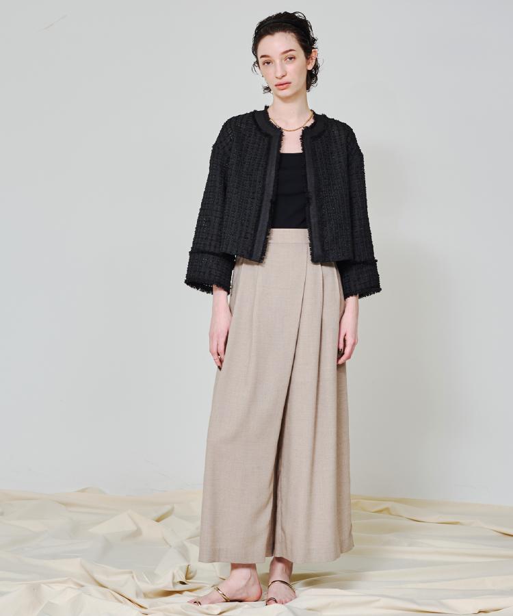 ドレステリア(レディース)(DRESSTERIOR(Ladies))の【洗える/後ろウエストゴム】アシンメトリーウォッシャブルタックフレアパンツ2
