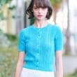 ドレステリア(レディース)(DRESSTERIOR(Ladies))の【前後2WAY/ショート丈】2WAYレースニット サックスブルー(090)