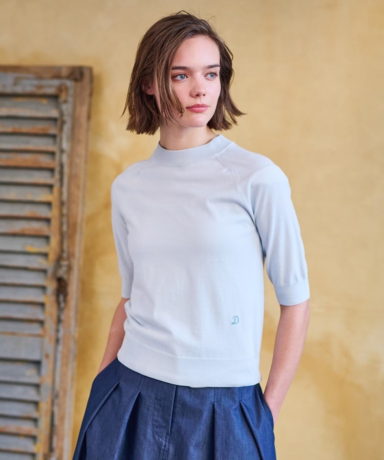 ドレステリア(レディース)(DRESSTERIOR(Ladies))の【定番/洗える】コットンシルク混ハーフスリーブ ライトグレー(011)