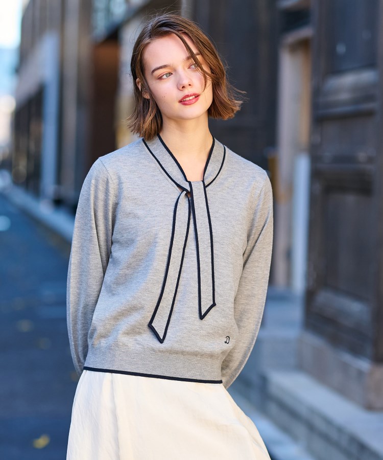 ドレステリア(レディース)(DRESSTERIOR(Ladies))の【洗える】配色ラインボウタイプルオーバーニット5