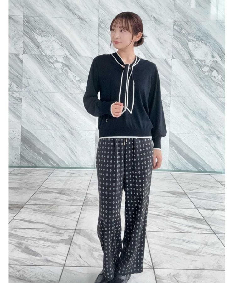 ドレステリア(レディース)(DRESSTERIOR(Ladies))の【洗える】配色ラインボウタイプルオーバーニット37