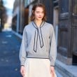 ドレステリア(レディース)(DRESSTERIOR(Ladies))の【洗える】配色ラインボウタイプルオーバーニット グレー(012)