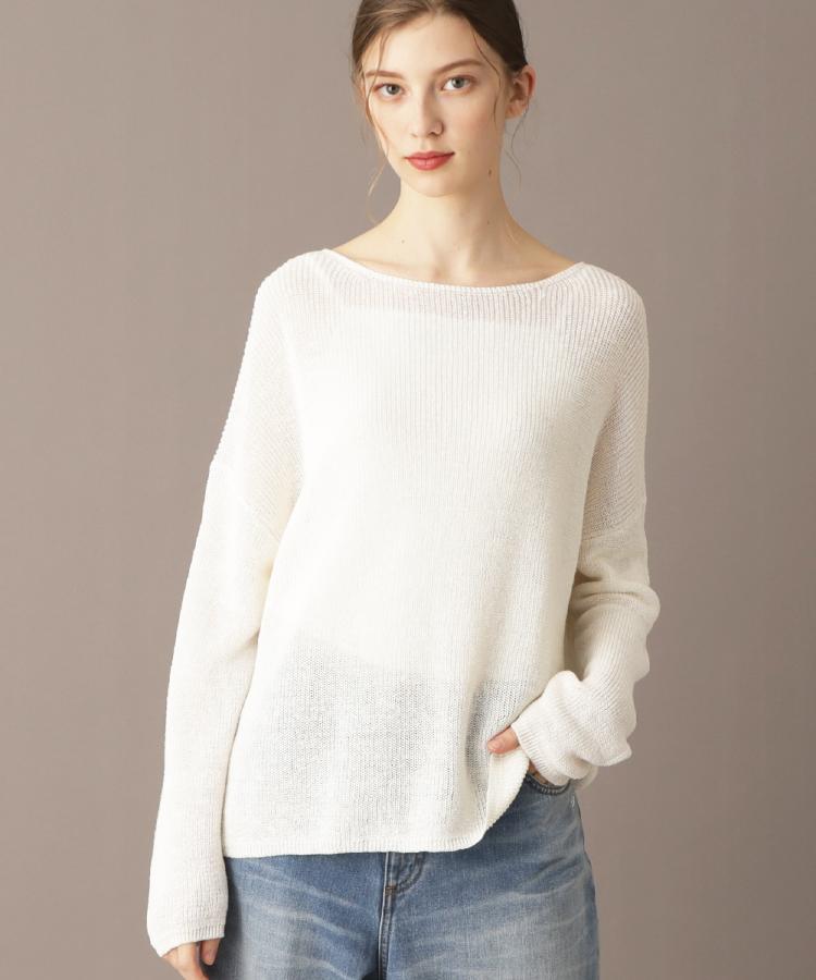 ドレステリア(レディース)(DRESSTERIOR(Ladies))の【洗える/薄手/清涼感】リネンブレンドプルオーバー オフホワイト(003)