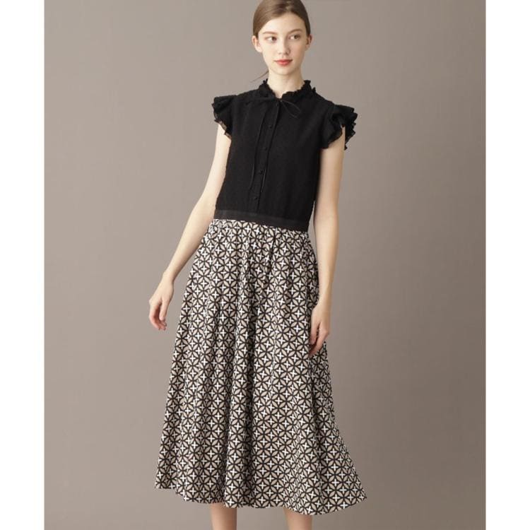 ドレステリア(レディース)(DRESSTERIOR(Ladies))の【大人百花春号掲載 モデル美香さん着用】ドットジャカードオーバーラップコンビドレス マキシ・ロングワンピース