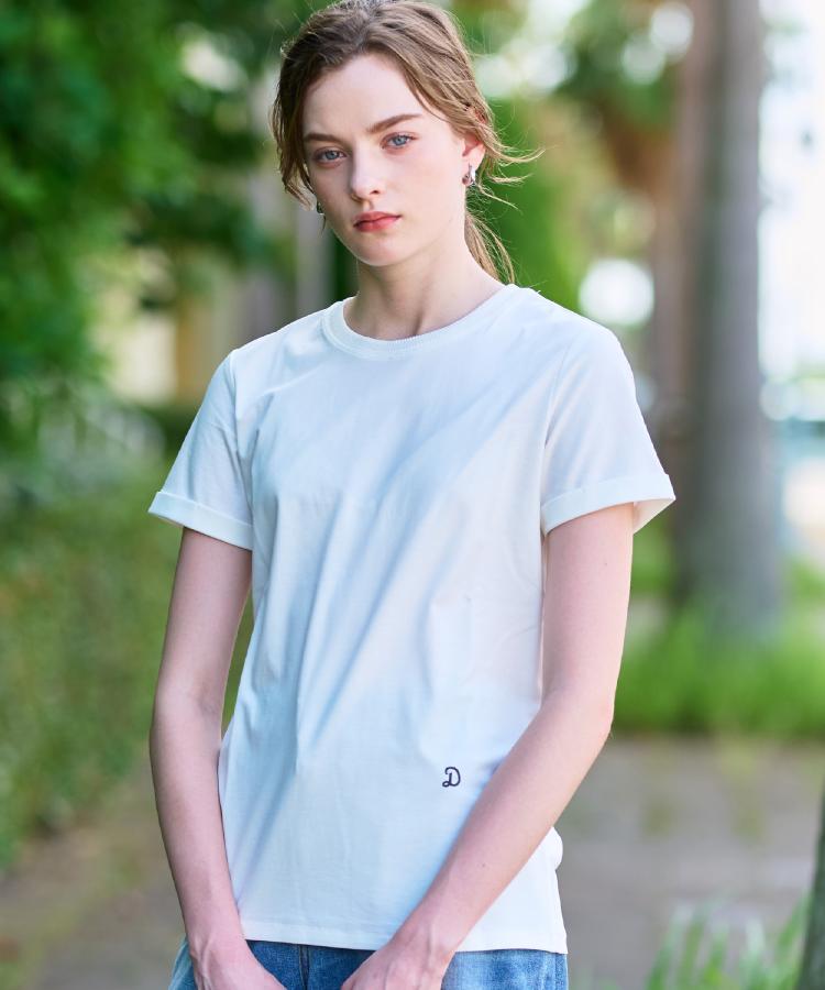 ドレステリア(レディース)(DRESSTERIOR(Ladies))の【洗える】シルクブレンドポンチTシャツ ホワイト(001)