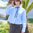 ドレステリア(レディース)(DRESSTERIOR(Ladies))の【洗える/コットン混】フリルカラーオックスブラウス ブルー(091)