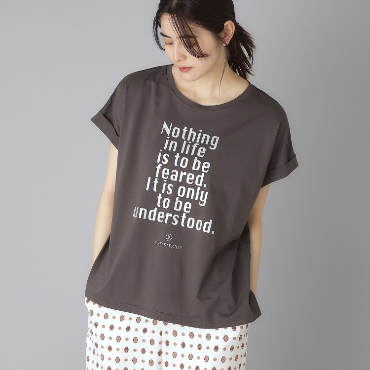 ドレステリア(レディース)(DRESSTERIOR(Ladies))の箔PTドルマンスリーブロゴTシャツ Ｔシャツ
