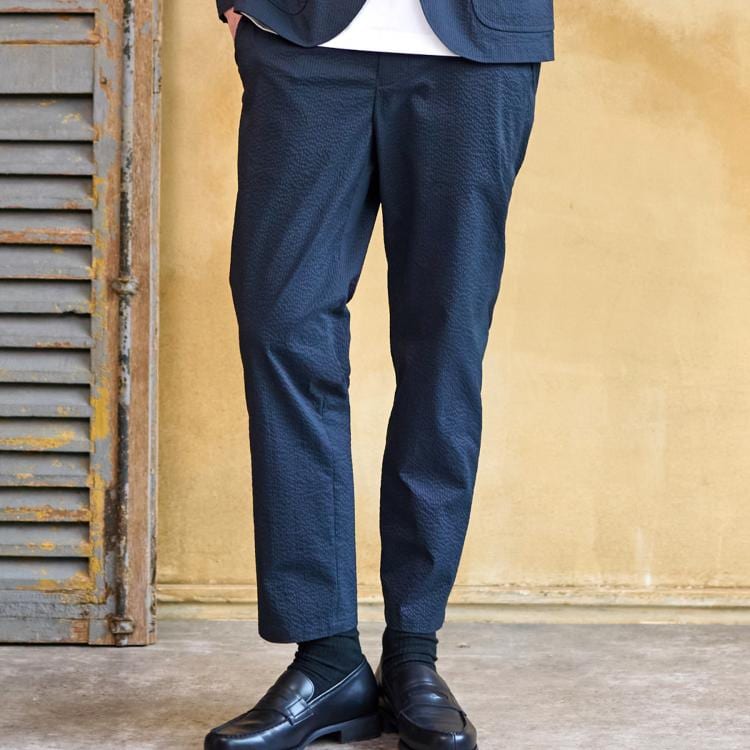 ドレステリア(メンズ)(DRESSTERIOR(Men))の【セットアップ可/吸湿速乾/Safari5月号掲載】COOL MAX シアサッカーパンツ