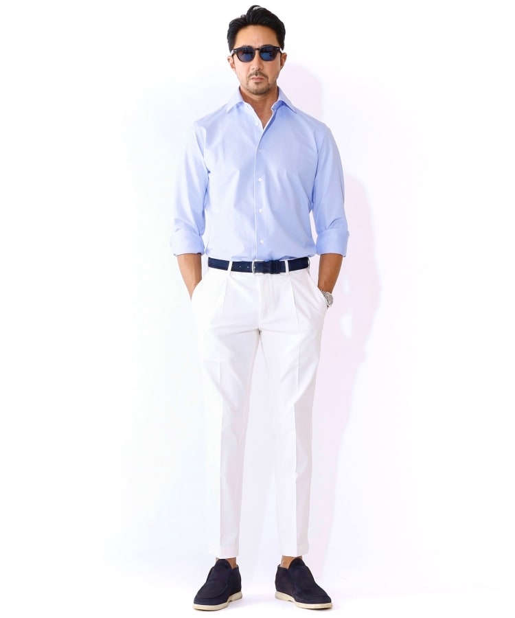 干場義雅×DRESSTERIOR】ストレッチトラウザーズ(フルレングス 干場義雅×DRESSTERIOR】ストレッチトラウザーズ(フルレングス