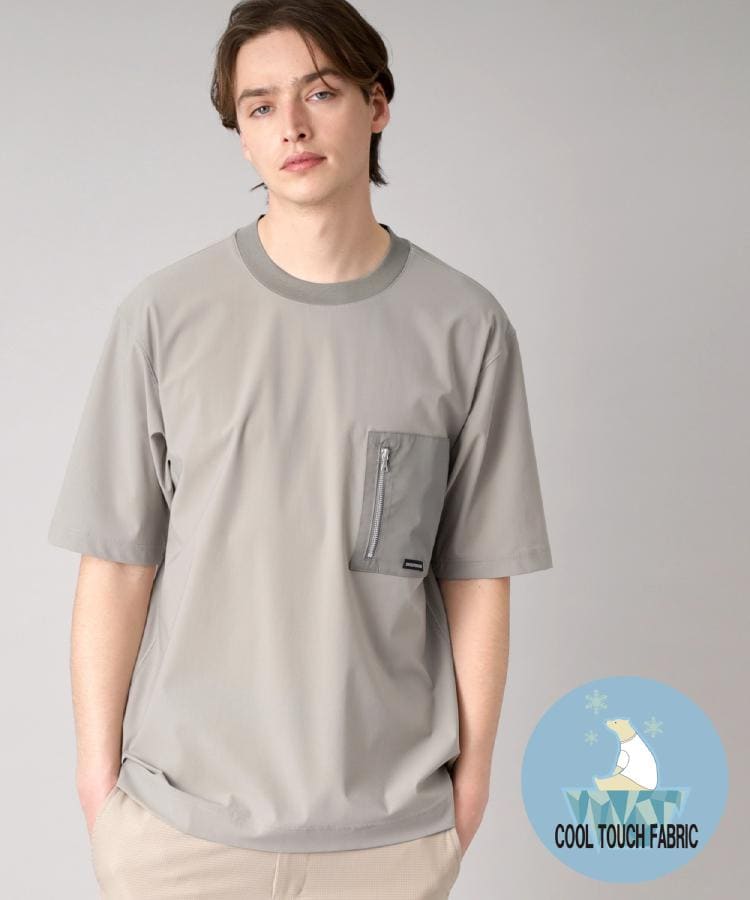ドレステリア(メンズ)(DRESSTERIOR(Men))の【接触冷感】ハイストレッチ トリコットポケットTシャツ グレージュ(050)