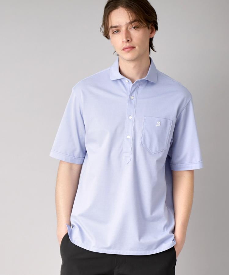 ドレステリア(メンズ)(DRESSTERIOR(Men))の【吸湿速乾/Safari5月号掲載】COOL MAX プルオーバーシャツ サックスブルー(090)