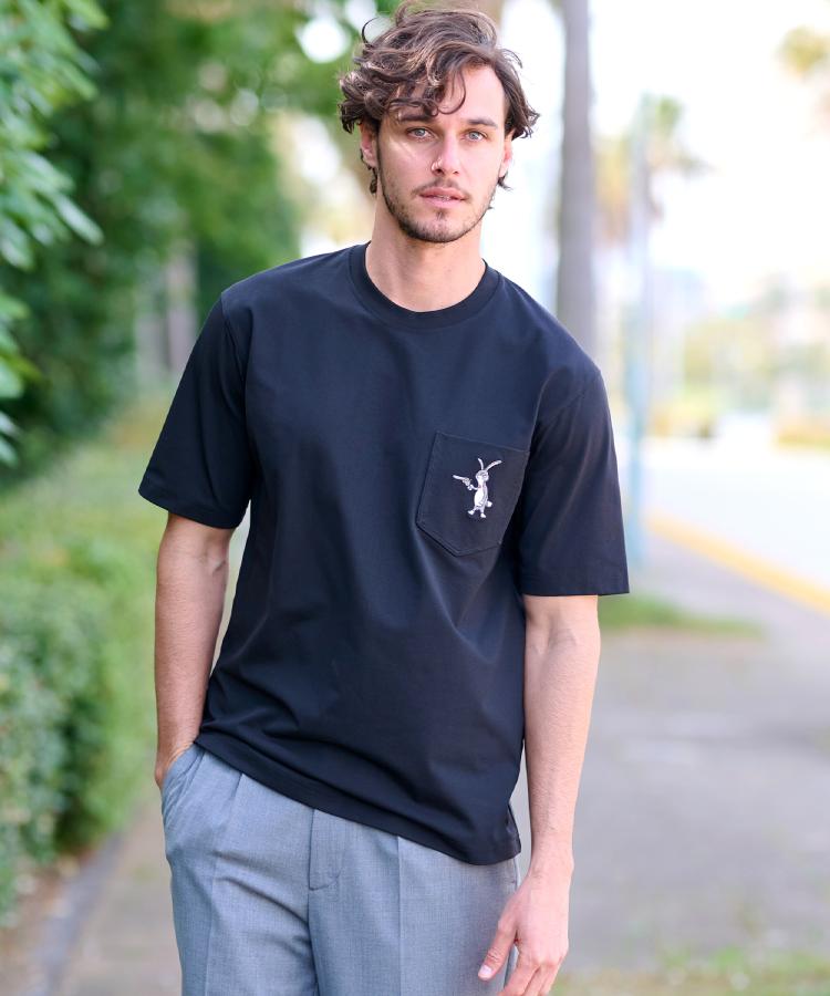 ドレステリア(メンズ)(DRESSTERIOR(Men))の【接触冷感/UVカット】BACK BREEZE TECH ラビットポケTシャツ12
