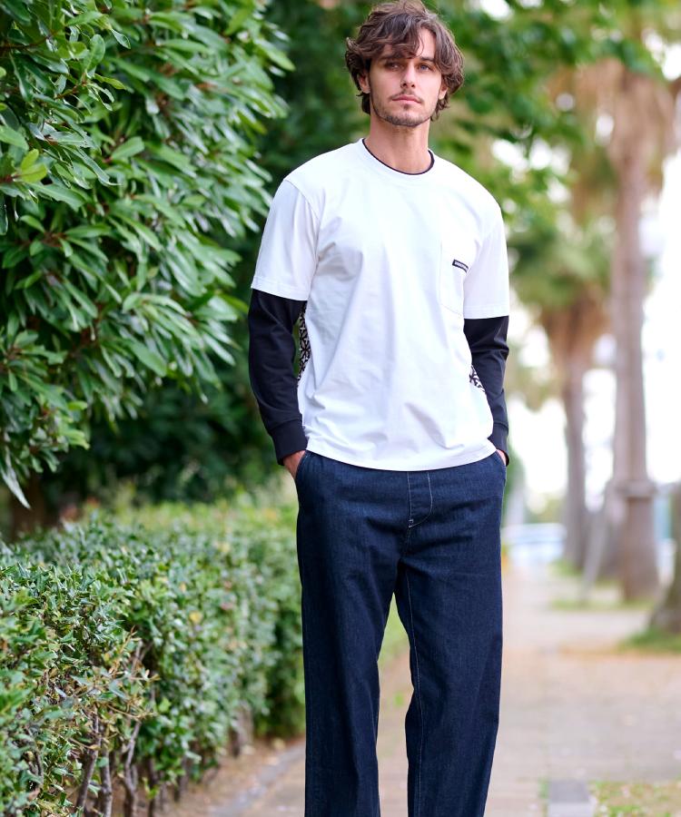 ドレステリア(メンズ)(DRESSTERIOR(Men))の【接触冷感/UVカット】BACK BREEZE TECH バックオーバーラップサークルレイヤードロングTシャツ5