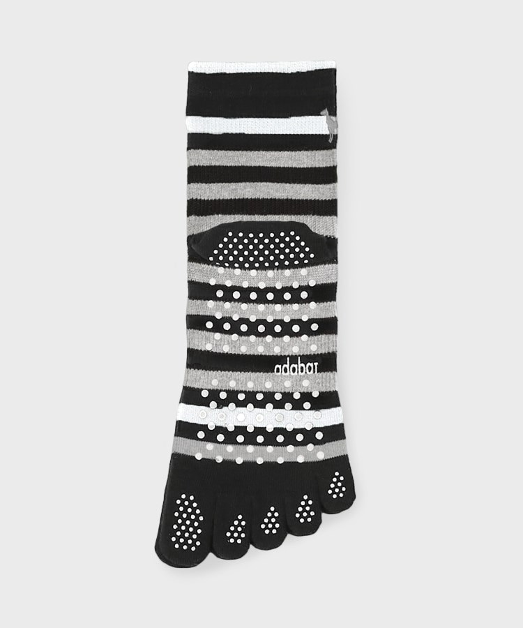 アダバット(メンズ)(adabat(Men))の5本指ボーダーショートソックス ブラック(319)