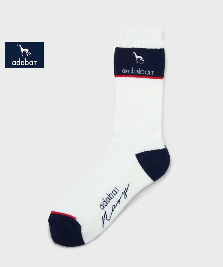 アダバット(メンズ)(adabat(Men))の【新レーベル ADABAT NAVY】バイカラーレギュラーソックス ホワイト(001)