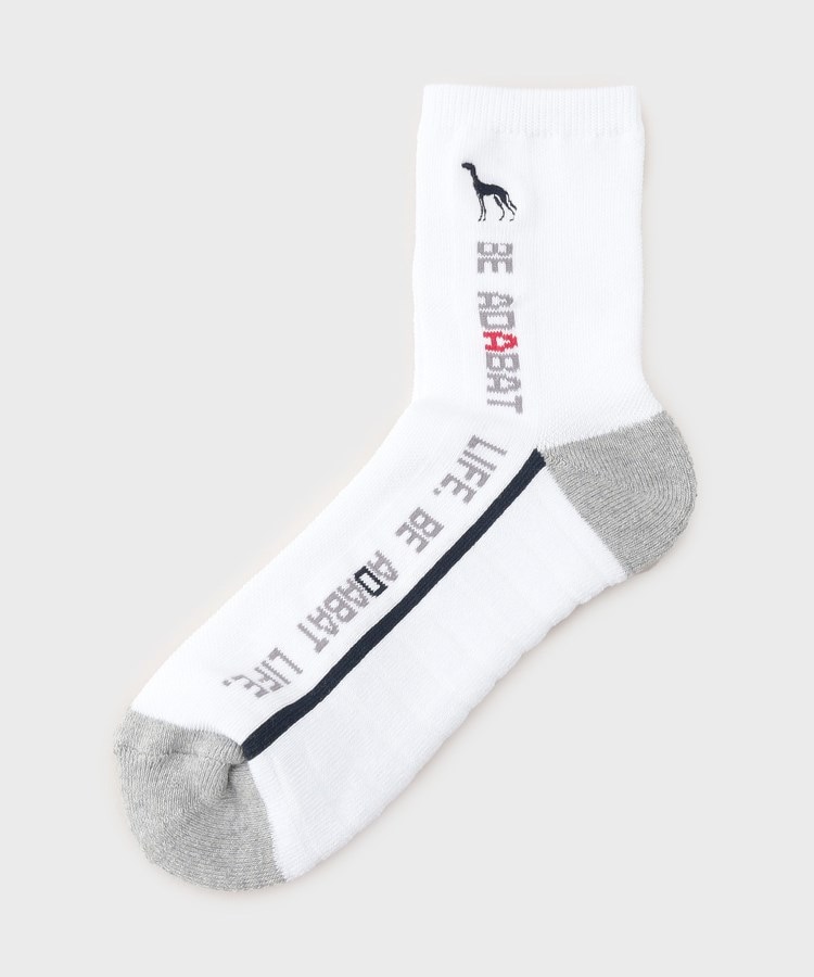 アダバット(メンズ)(adabat(Men))のラインロゴショートソックス ホワイト(001)