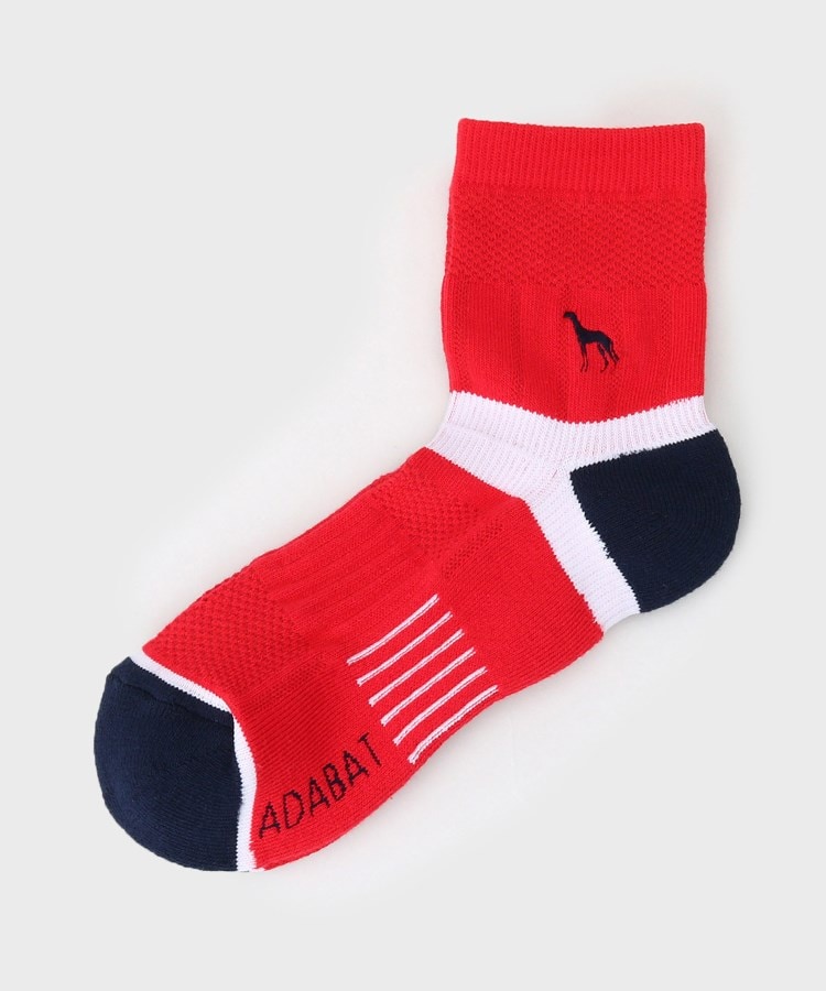 アダバット(メンズ)(adabat(Men))のカラーブロックショートソックス レッド(062)