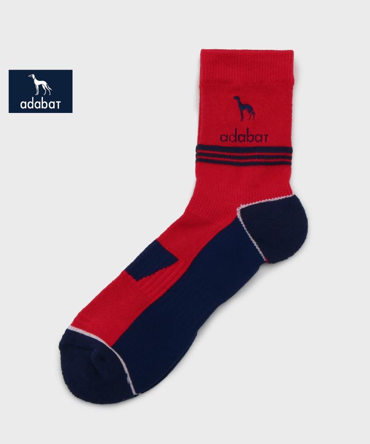 アダバット(メンズ)(adabat(Men))の【新レーベル ADABAT NAVY】バイカラーショートソックス レッド(062)