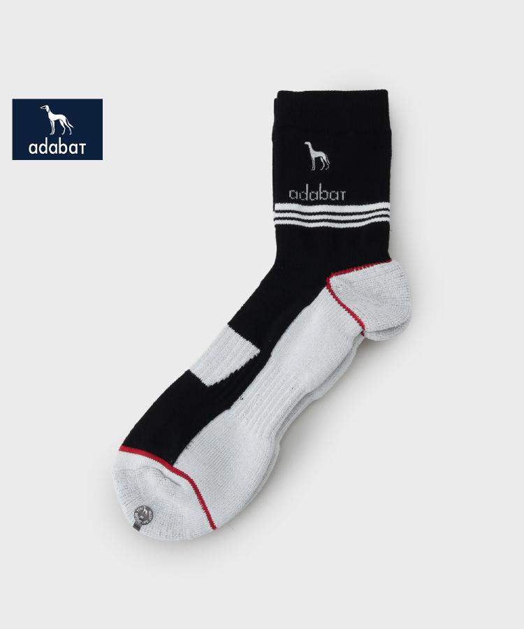 アダバット(メンズ)(adabat(Men))の【新レーベル ADABAT NAVY】バイカラーショートソックス ブラック(019)