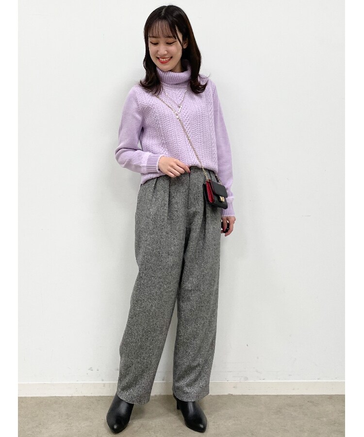 SALE／手洗い可】ストライプ柄ワイドパンツ（6～9分丈パンツ