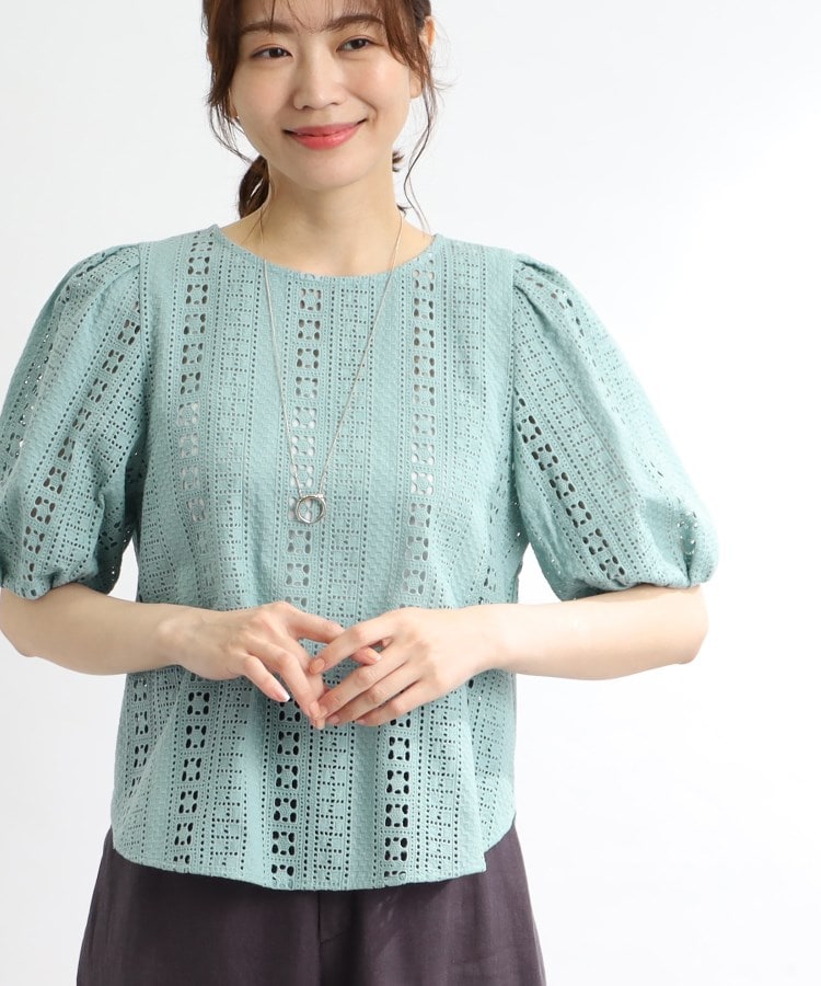 洗える】刺繍レースボリュームスリーブブラウス(シャツ・ブラウス