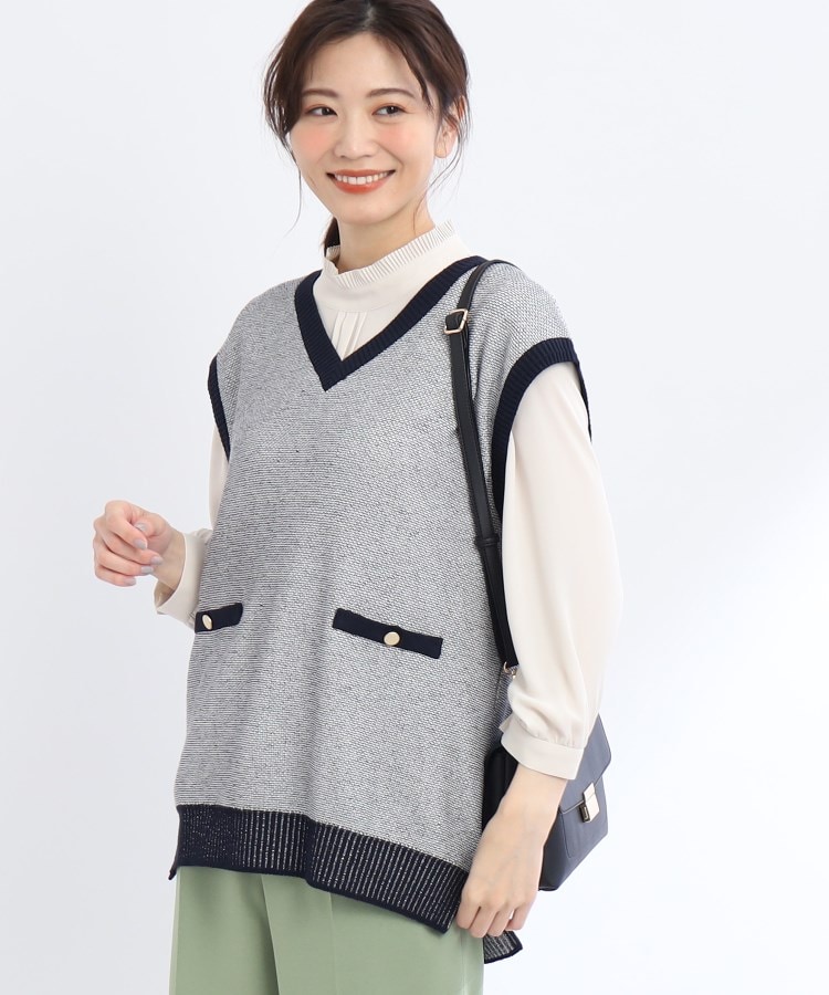 WEB限定カラーあり/洗える】ツイード調ニットベスト(ベスト