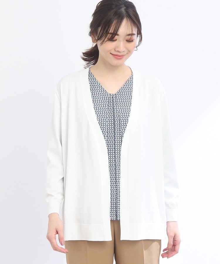 WEB限定カラーあり/洗える】コツキ柄ブラウス+ニット WEB限定カラーあり/洗える】コツキ柄ブラウス+ニット
