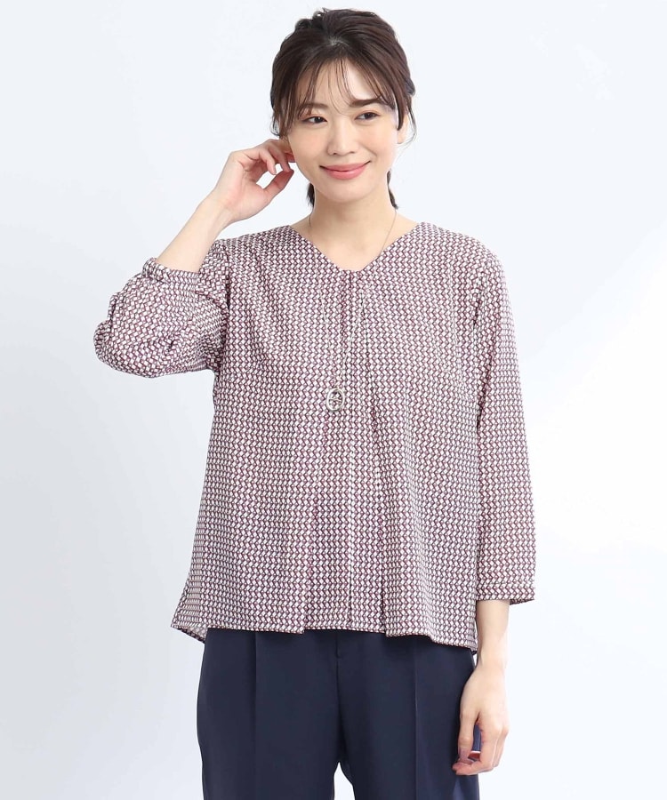 WEB限定カラーあり/洗える】コツキ柄ブラウス+ニット WEB限定カラーあり/洗える】コツキ柄ブラウス+ニット