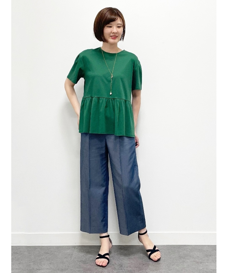 接触冷感/洗える】センタープレスワイドクロップドパンツ(6~9 接触冷感/洗える】センタープレスワイドクロップドパンツ(6~9
