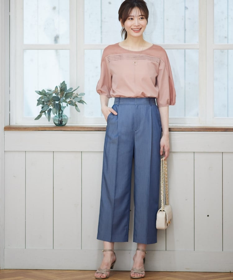 接触冷感/洗える】センタープレスワイドクロップドパンツ(6~9 接触冷感/洗える】センタープレスワイドクロップドパンツ(6~9