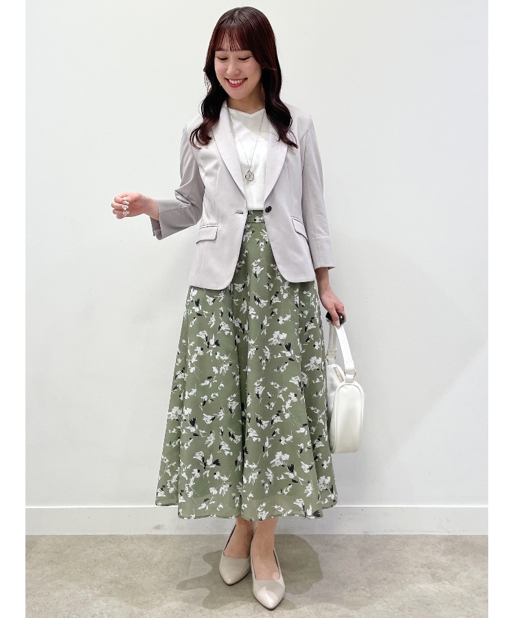 SALE/マシンウォッシュ可】フラワー柄フレアスカート(ミモレ SALE/マシンウォッシュ可】フラワー柄フレアスカート(ミモレ