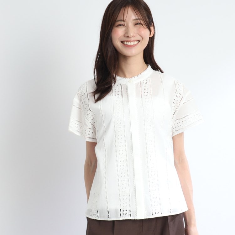 リフレクト(Reflect)の【SALE／手洗い可能】涼しげ刺繍レースブラウス シャツ・ブラウス