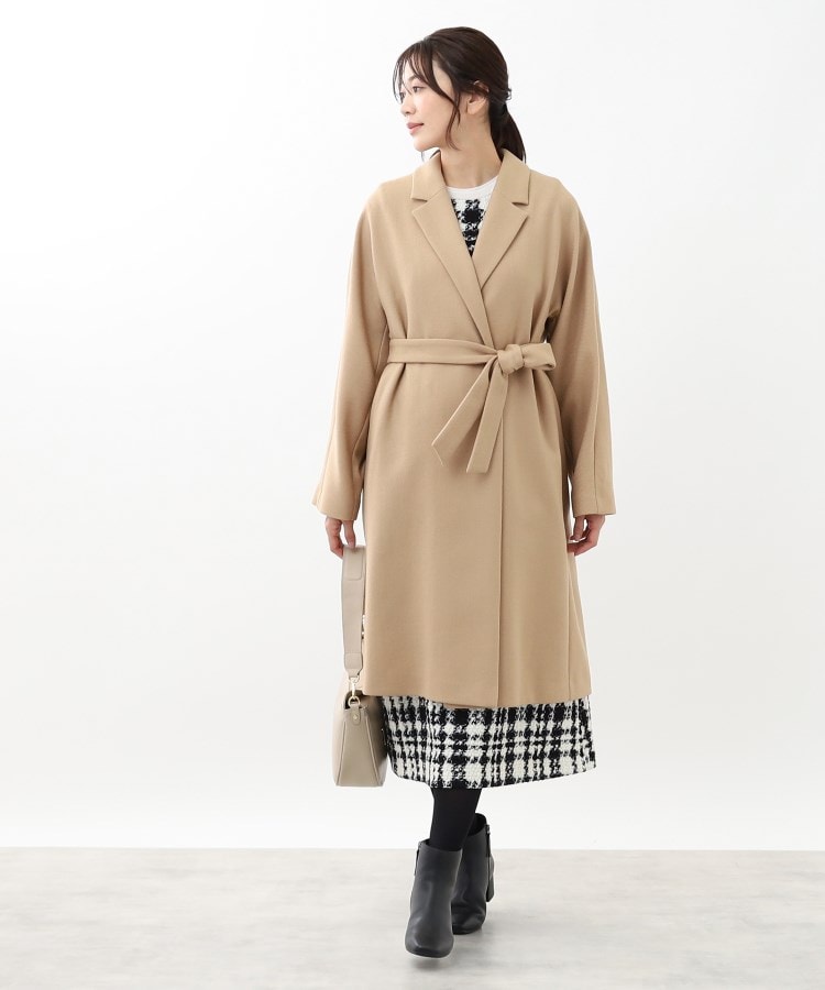 R‐QUALITY/共布サッシュベルト付き】クラシカルロングコート R‐QUALITY/共布サッシュベルト付き】クラシカルロングコート