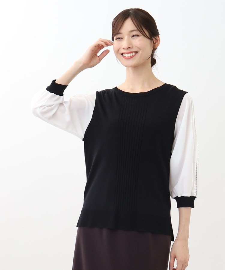 リフレクト(Reflect)の【WEB限定カラーあり／UVカット／接触冷感／洗える／涼しく着られる】シフォンスリーブニット12