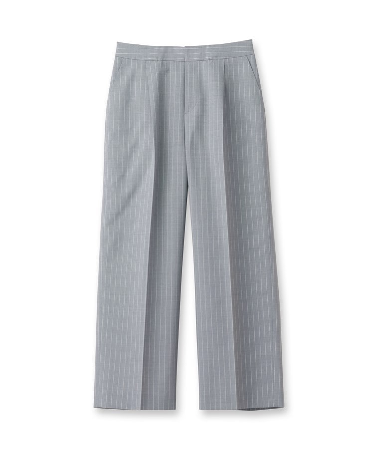 SALE/手洗い可】ストライプ柄ワイドパンツ(6~9分丈パンツ SALE/手洗い可】ストライプ柄ワイドパンツ(6~9分丈パンツ