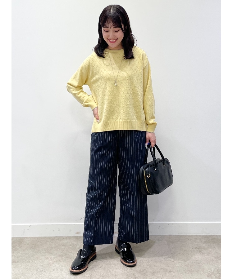 SALE/手洗い可】ストライプ柄ワイドパンツ(6~9分丈パンツ SALE/手洗い可】ストライプ柄ワイドパンツ(6~9分丈パンツ