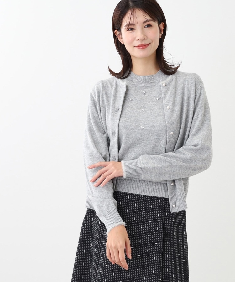 WEB限定カラーあり/洗える/アンサンブル】パール調刺繍ニット WEB限定カラーあり/洗える/アンサンブル】パール調刺繍ニット