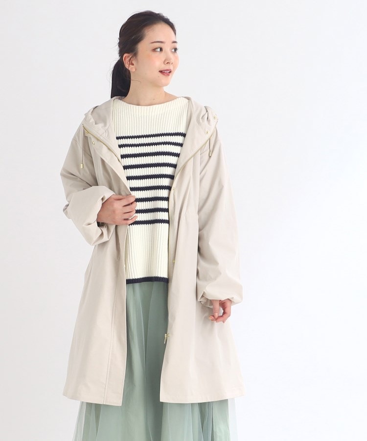 E‐QUALITY/SALE/洗える】ロングタフタコート(フーデットコート E‐QUALITY/SALE/洗える】ロングタフタコート(フーデットコート