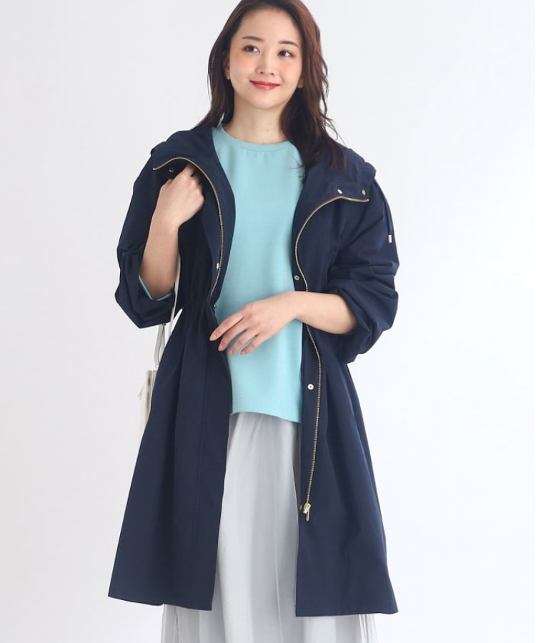 E‐QUALITY/SALE/洗える】ロングタフタコート(フーデットコート E‐QUALITY/SALE/洗える】ロングタフタコート(フーデットコート