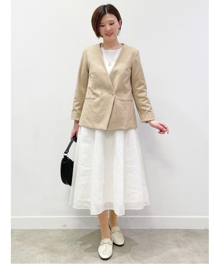 春SALE/手洗い可/セットアップ可能】ノーカラーセミダブルジャケット 春SALE/手洗い可/セットアップ可能】ノーカラーセミダブルジャケット