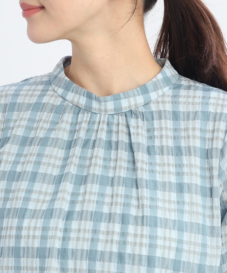SALE/手洗い可/セットアップ可能】チェック柄シアーブラウス SALE/手洗い可/セットアップ可能】チェック柄シアーブラウス
