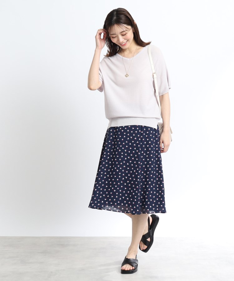 SALE/手洗い可/セットアップ可能】ヨット柄プリントスカート SALE/手洗い可/セットアップ可能】ヨット柄プリントスカート